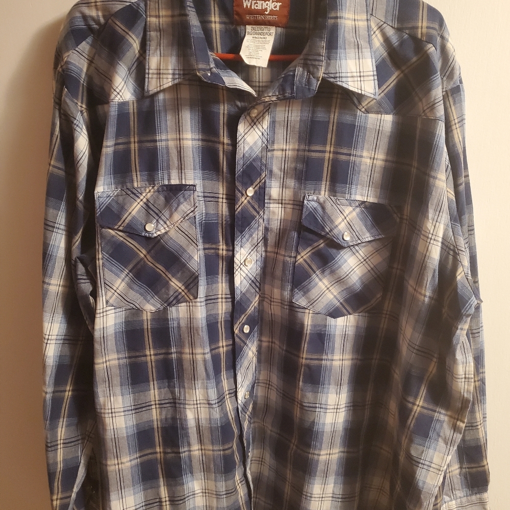 Wrangler pearl snap 2xl plaid shirt